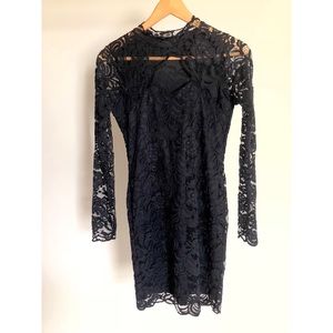 Short Black Lace Dress with Keyhole Front, Size 4
